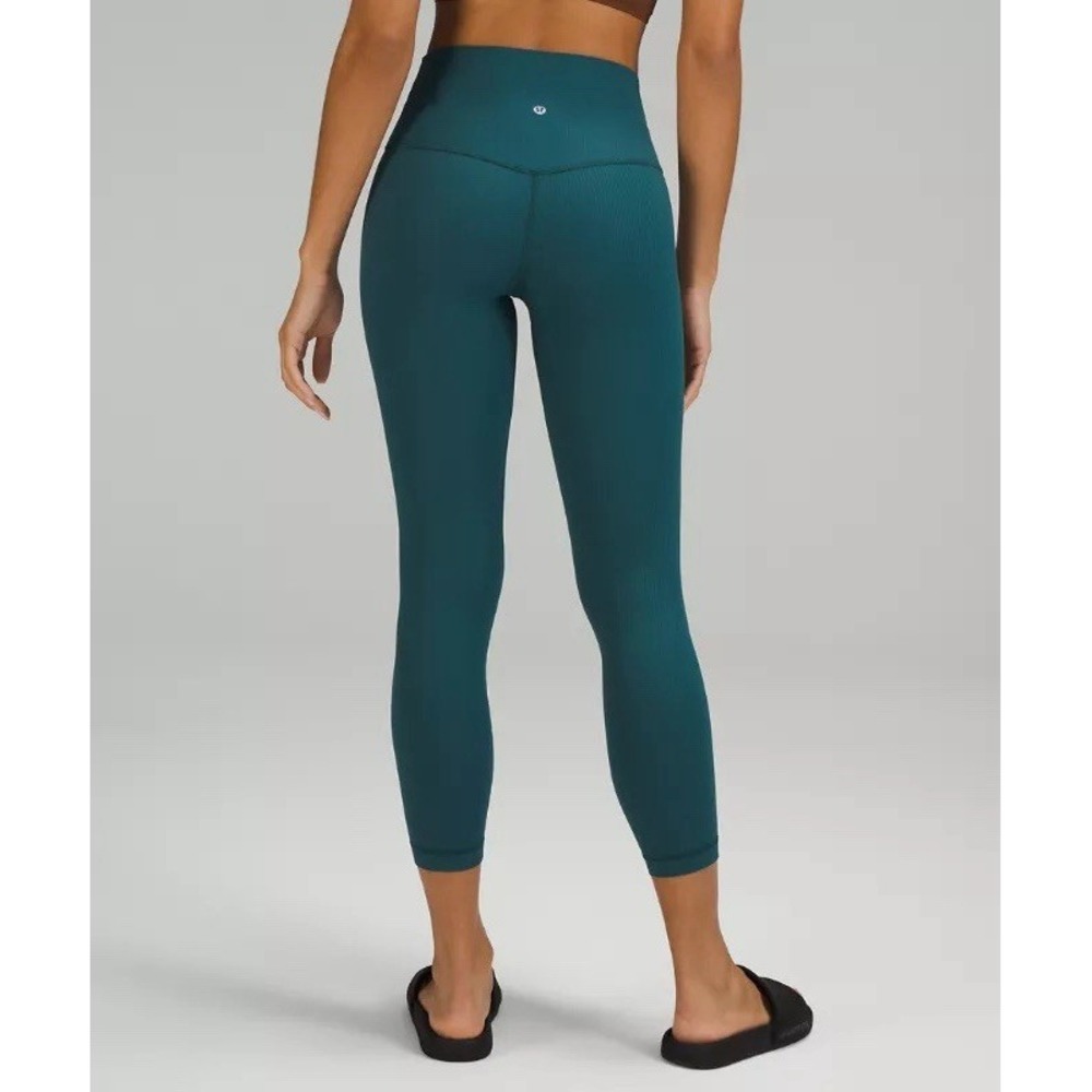 Lululemon Align Ribbed High-Rise LEGGINGS Pant 25" Green jasper Size 2 NWOT W-3